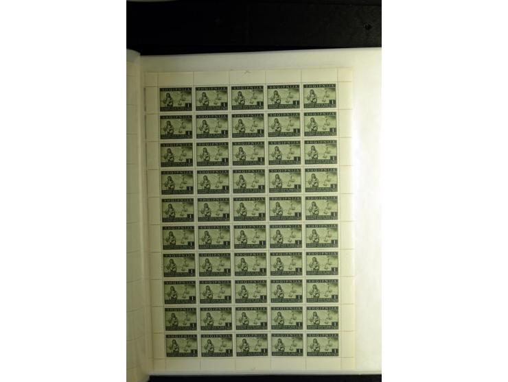 1944, Bombengeschädigte 5 Q.-3 Fr., 100 postfrische Sätze im Originalbogen (Mi.-Nr. 15-21; Mi. 7.000,-)