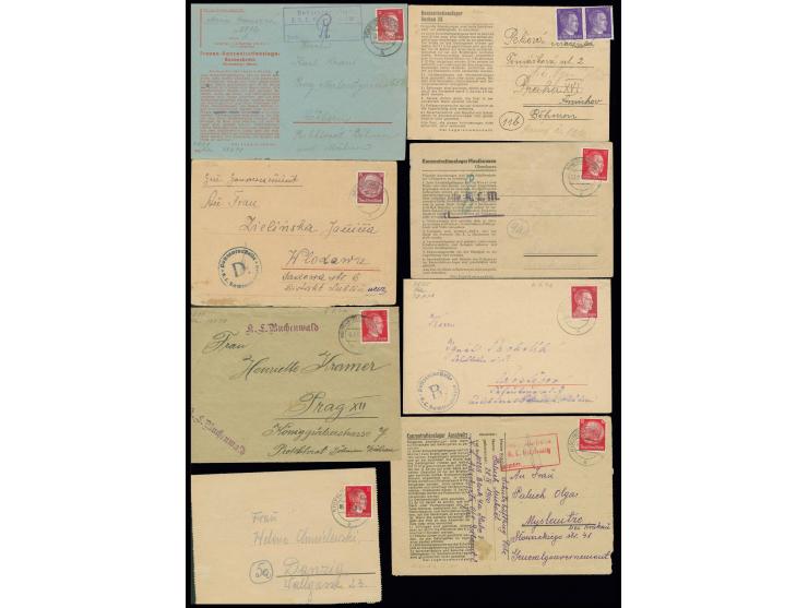 LAGERPOST: 8 Briefe aus Auschwitz, Buchenwald, Dachau, Mauthausen, Ravensbrück, Sachsenhausen (2) und Stutthof, übliche Erhal