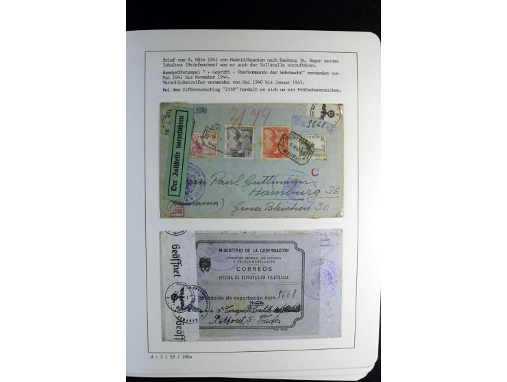 1940/45, über 280 Briefe aus und nach Deutschland, dabei Einschreiben, Wertbriefe, Luftpost, viele verschiedene Zensuren, all