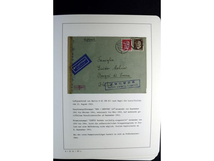 1940/45, über 280 Briefe aus und nach Deutschland, dabei Einschreiben, Wertbriefe, Luftpost, viele verschiedene Zensuren, all