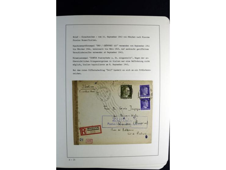 1940/45, über 280 Briefe aus und nach Deutschland, dabei Einschreiben, Wertbriefe, Luftpost, viele verschiedene Zensuren, all