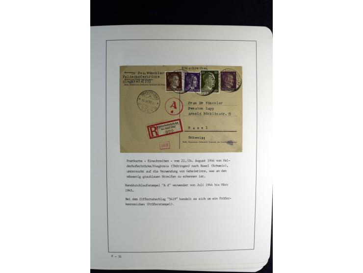 1940/45, über 280 Briefe aus und nach Deutschland, dabei Einschreiben, Wertbriefe, Luftpost, viele verschiedene Zensuren, all