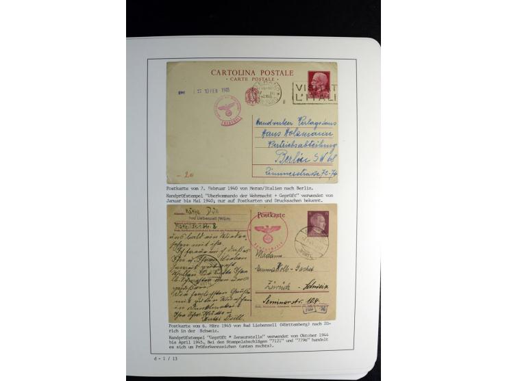 1940/45, über 280 Briefe aus und nach Deutschland, dabei Einschreiben, Wertbriefe, Luftpost, viele verschiedene Zensuren, all