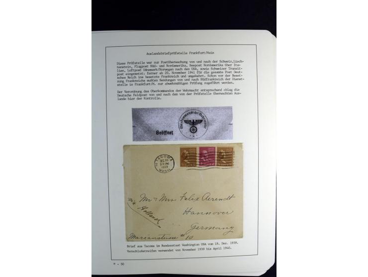 1940/45, über 280 Briefe aus und nach Deutschland, dabei Einschreiben, Wertbriefe, Luftpost, viele verschiedene Zensuren, all