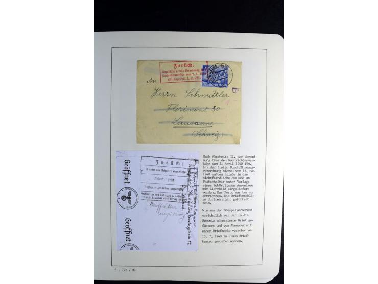 1940/45, über 280 Briefe aus und nach Deutschland, dabei Einschreiben, Wertbriefe, Luftpost, viele verschiedene Zensuren, all