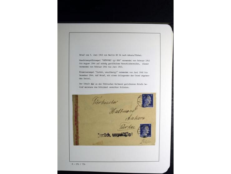 1940/45, über 280 Briefe aus und nach Deutschland, dabei Einschreiben, Wertbriefe, Luftpost, viele verschiedene Zensuren, all