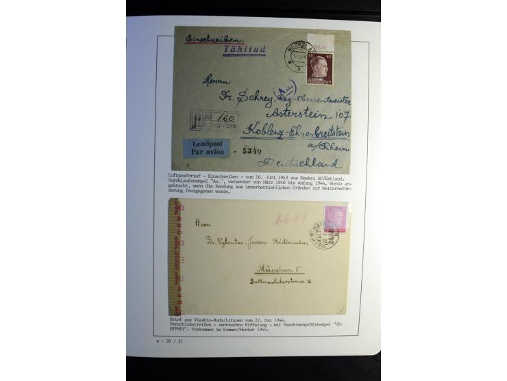 1940/45, über 280 Briefe aus und nach Deutschland, dabei Einschreiben, Wertbriefe, Luftpost, viele verschiedene Zensuren, all