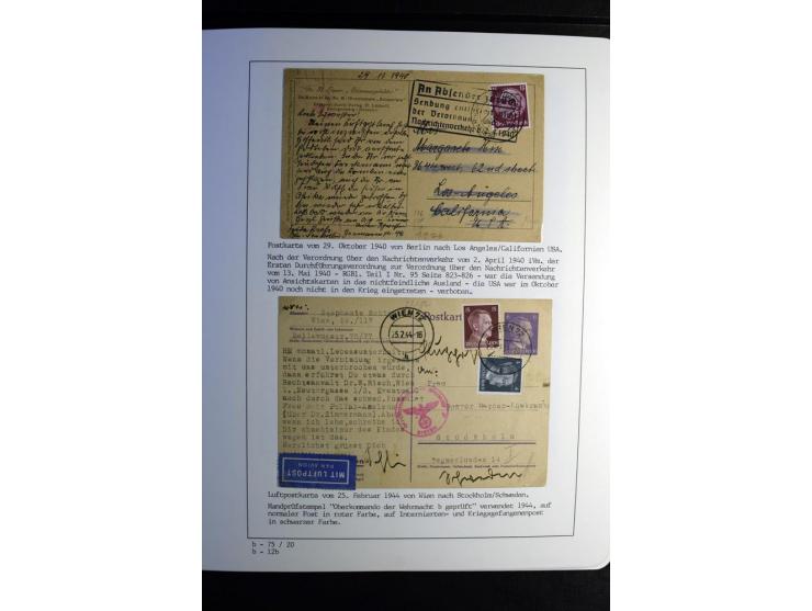 1940/45, über 280 Briefe aus und nach Deutschland, dabei Einschreiben, Wertbriefe, Luftpost, viele verschiedene Zensuren, all