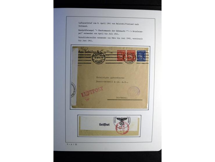 1940/45, über 280 Briefe aus und nach Deutschland, dabei Einschreiben, Wertbriefe, Luftpost, viele verschiedene Zensuren, all
