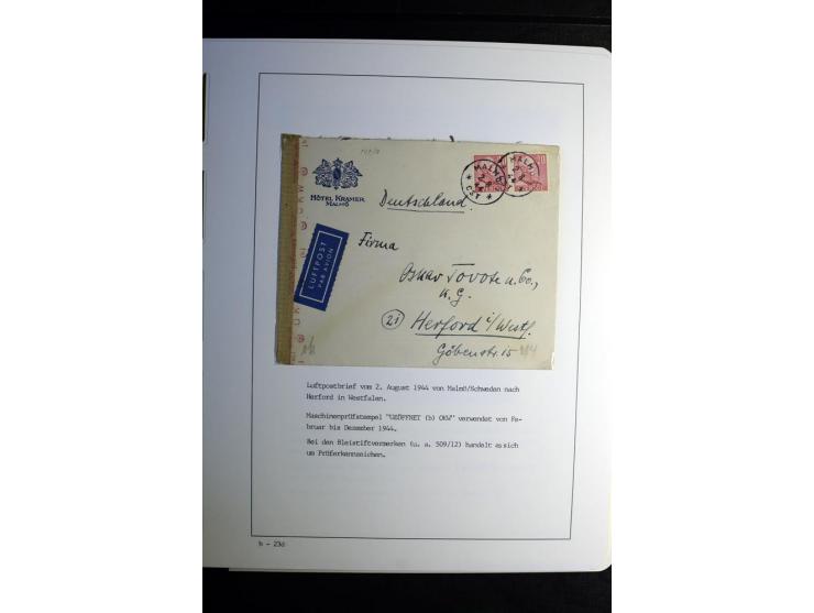 1940/45, über 280 Briefe aus und nach Deutschland, dabei Einschreiben, Wertbriefe, Luftpost, viele verschiedene Zensuren, all