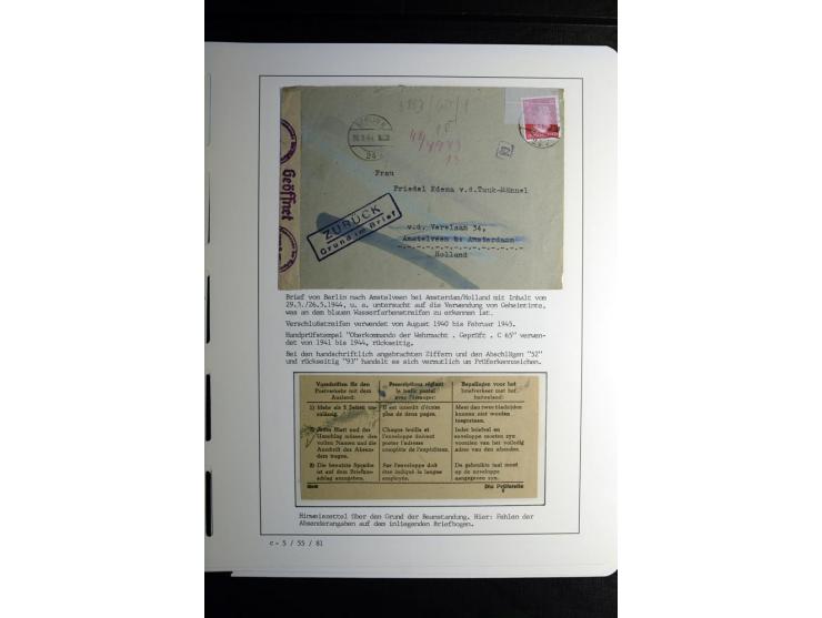 1940/45, über 280 Briefe aus und nach Deutschland, dabei Einschreiben, Wertbriefe, Luftpost, viele verschiedene Zensuren, all