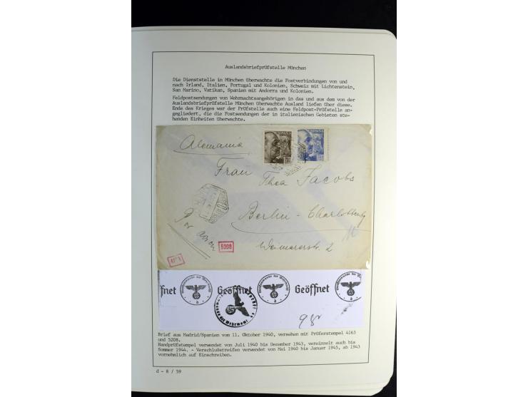 1940/45, über 280 Briefe aus und nach Deutschland, dabei Einschreiben, Wertbriefe, Luftpost, viele verschiedene Zensuren, all