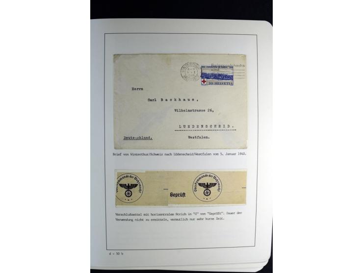 1940/45, über 280 Briefe aus und nach Deutschland, dabei Einschreiben, Wertbriefe, Luftpost, viele verschiedene Zensuren, all