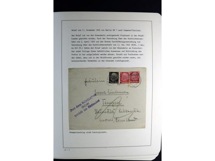1940/45, über 280 Briefe aus und nach Deutschland, dabei Einschreiben, Wertbriefe, Luftpost, viele verschiedene Zensuren, all