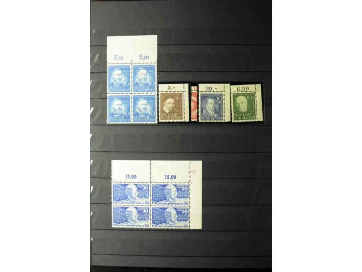 1861/1954 (ca.), fast ausschließlich postfrische Partie, meist bessre Ausgaben nach 1945, vieles in 4er-Blocks (u.a. Berlin 6