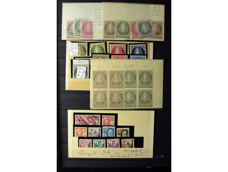 1861/1954 (ca.), fast ausschließlich postfrische Partie, meist bessre Ausgaben nach 1945, vieles in 4er-Blocks (u.a. Berlin 6