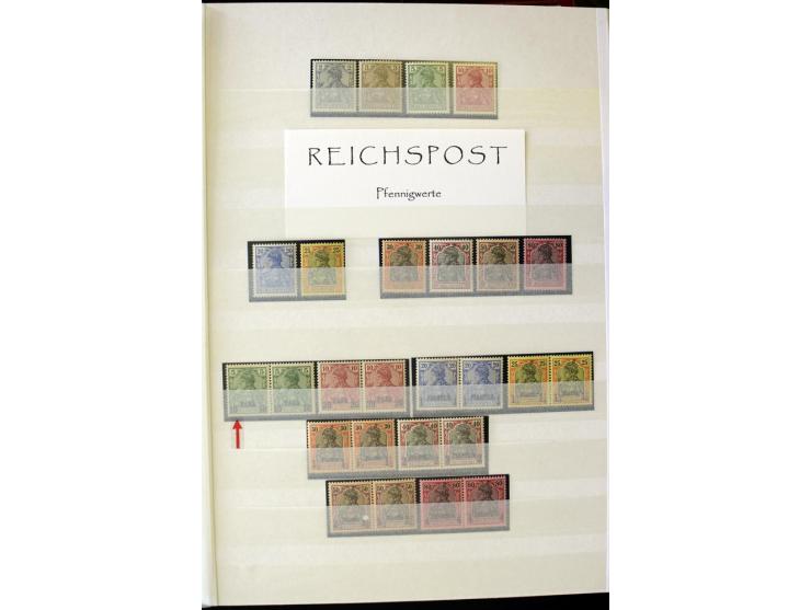 1900, hochinteressante Spezial-Sammlung "Germania Reichspost" bis 80 Pfg. inkl. der Aufdruck-Ausgaben bei den Auslandspostämt