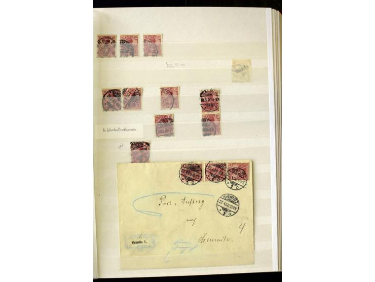 1900, hochinteressante Spezial-Sammlung "Germania Reichspost" bis 80 Pfg. inkl. der Aufdruck-Ausgaben bei den Auslandspostämt
