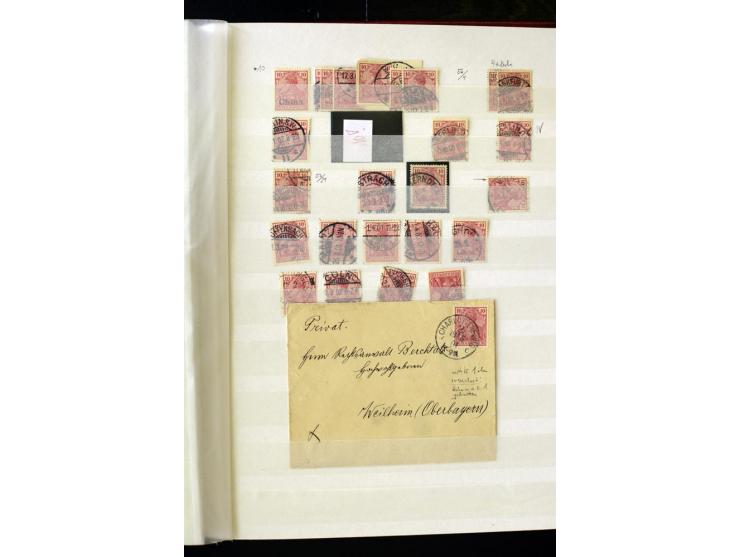 1900, hochinteressante Spezial-Sammlung "Germania Reichspost" bis 80 Pfg. inkl. der Aufdruck-Ausgaben bei den Auslandspostämt
