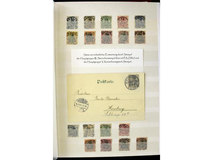 1900, hochinteressante Spezial-Sammlung "Germania Reichspost" bis 80 Pfg. inkl. der Aufdruck-Ausgaben bei den Auslandspostämt