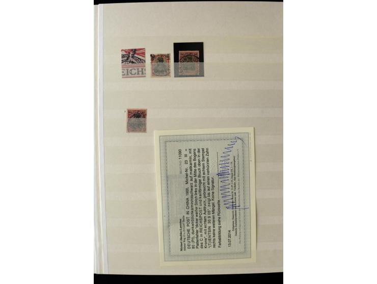 1900, hochinteressante Spezial-Sammlung "Germania Reichspost" bis 80 Pfg. inkl. der Aufdruck-Ausgaben bei den Auslandspostämt