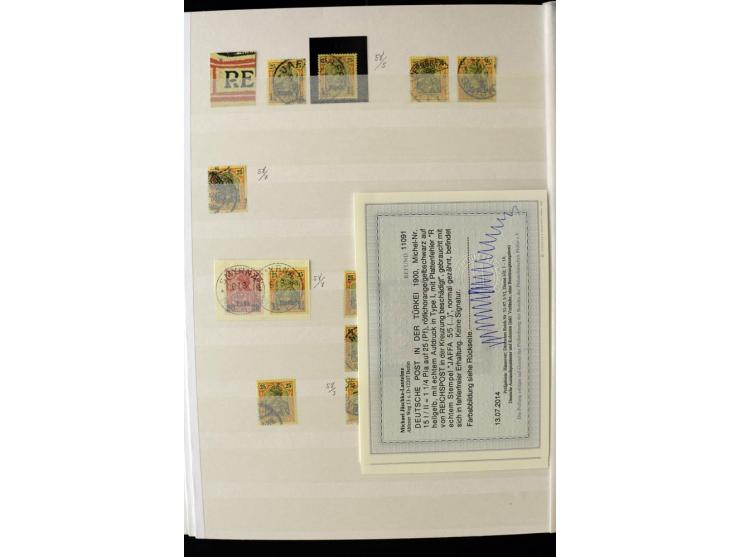 1900, hochinteressante Spezial-Sammlung "Germania Reichspost" bis 80 Pfg. inkl. der Aufdruck-Ausgaben bei den Auslandspostämt