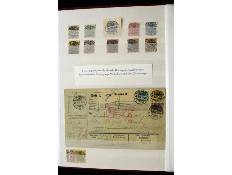 1900, hochinteressante Spezial-Sammlung "Germania Reichspost" bis 80 Pfg. inkl. der Aufdruck-Ausgaben bei den Auslandspostämt