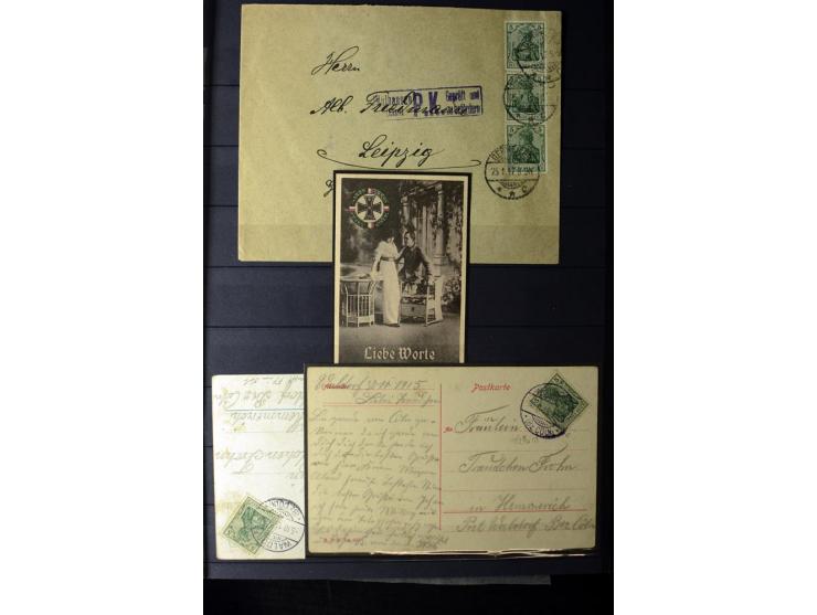 1905/1918, umfangreiche Spezial-Sammlung "Germania Friedens- und Kriegsdrucke" der Wertstufen 2-80 Pfg. inkl. der Aufdruckaus