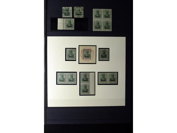 1905/1918, umfangreiche Spezial-Sammlung "Germania Friedens- und Kriegsdrucke" der Wertstufen 2-80 Pfg. inkl. der Aufdruckaus