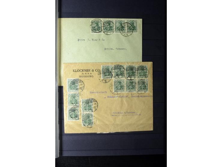 1905/1918, umfangreiche Spezial-Sammlung "Germania Friedens- und Kriegsdrucke" der Wertstufen 2-80 Pfg. inkl. der Aufdruckaus
