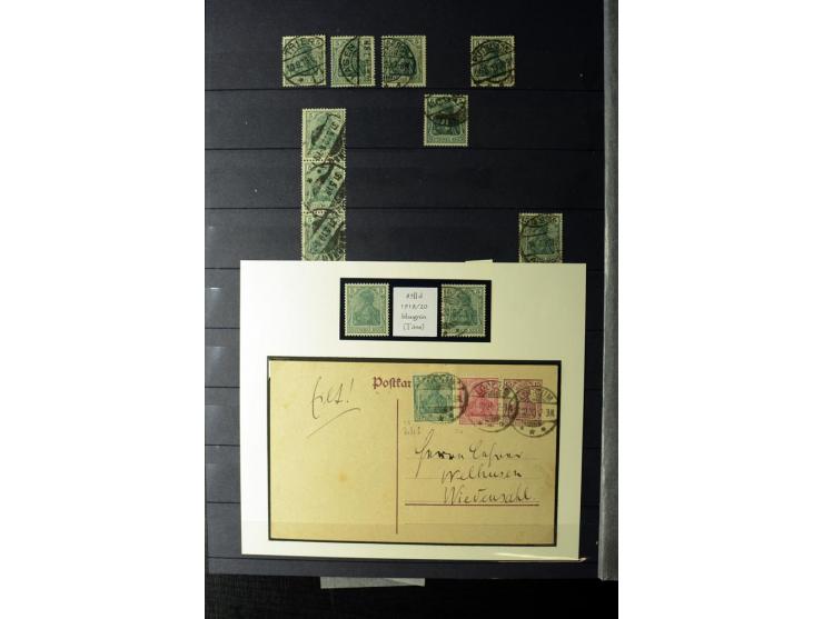 1905/1918, umfangreiche Spezial-Sammlung "Germania Friedens- und Kriegsdrucke" der Wertstufen 2-80 Pfg. inkl. der Aufdruckaus