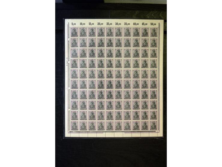 1905/1918, umfangreiche Spezial-Sammlung "Germania Friedens- und Kriegsdrucke" der Wertstufen 2-80 Pfg. inkl. der Aufdruckaus