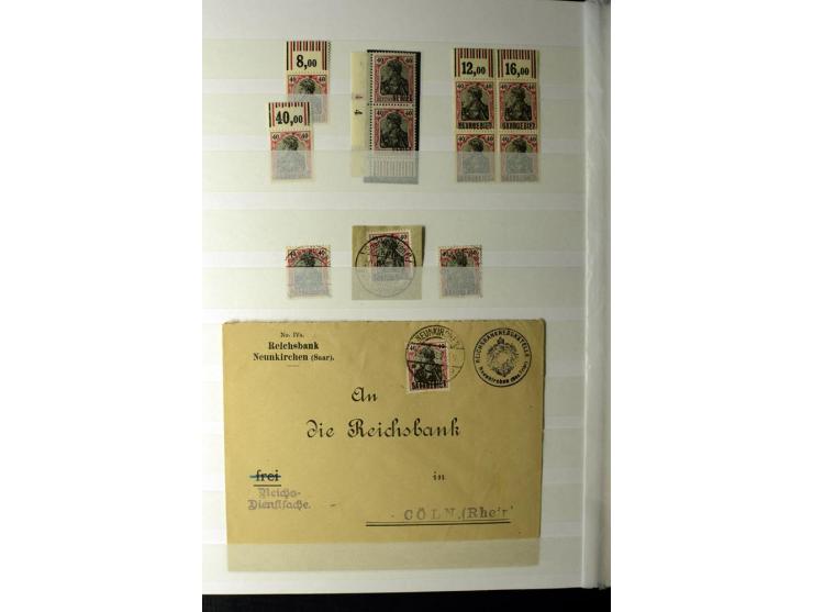 1905/1918, umfangreiche Spezial-Sammlung "Germania Friedens- und Kriegsdrucke" der Wertstufen 2-80 Pfg. inkl. der Aufdruckaus
