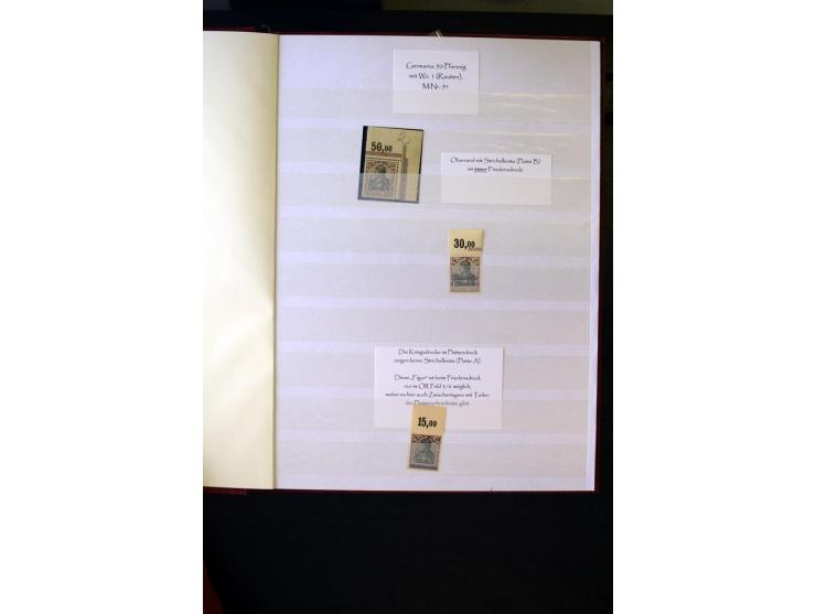 1905/1918, umfangreiche Spezial-Sammlung "Germania Friedens- und Kriegsdrucke" der Wertstufen 2-80 Pfg. inkl. der Aufdruckaus
