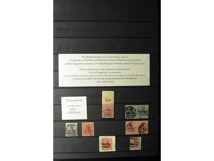 1905/1918, umfangreiche Spezial-Sammlung "Germania Friedens- und Kriegsdrucke" der Wertstufen 2-80 Pfg. inkl. der Aufdruckaus