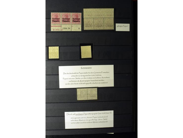 1905/1918, umfangreiche Spezial-Sammlung "Germania Friedens- und Kriegsdrucke" der Wertstufen 2-80 Pfg. inkl. der Aufdruckaus