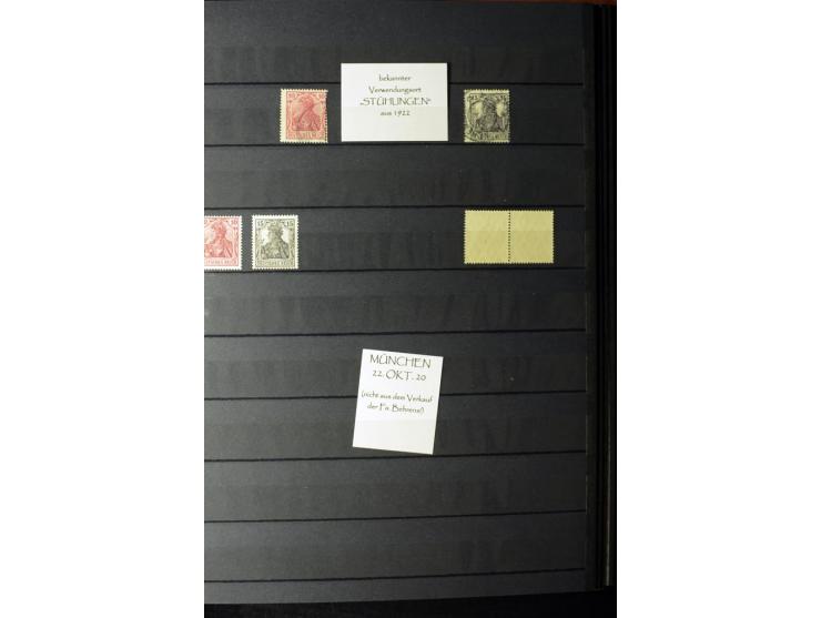 1905/1918, umfangreiche Spezial-Sammlung "Germania Friedens- und Kriegsdrucke" der Wertstufen 2-80 Pfg. inkl. der Aufdruckaus