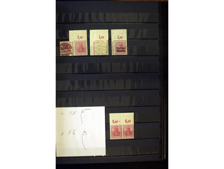 1905/1918, umfangreiche Spezial-Sammlung "Germania Friedens- und Kriegsdrucke" der Wertstufen 2-80 Pfg. inkl. der Aufdruckaus