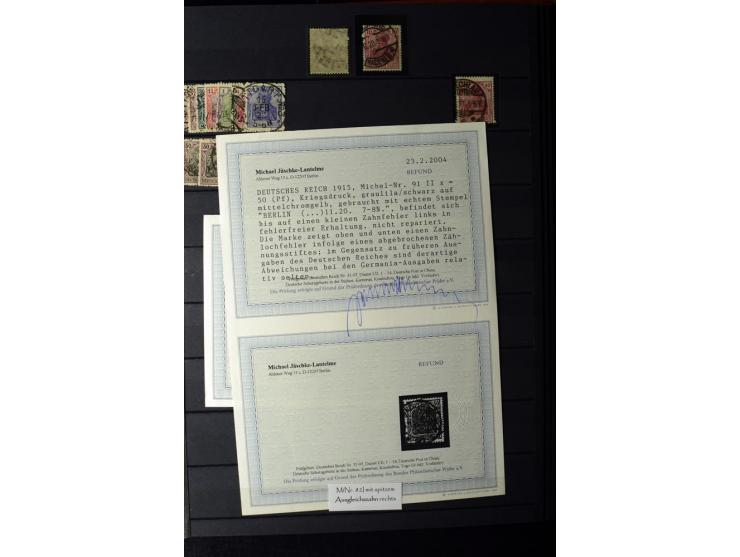 1905/1918, umfangreiche Spezial-Sammlung "Germania Friedens- und Kriegsdrucke" der Wertstufen 2-80 Pfg. inkl. der Aufdruckaus