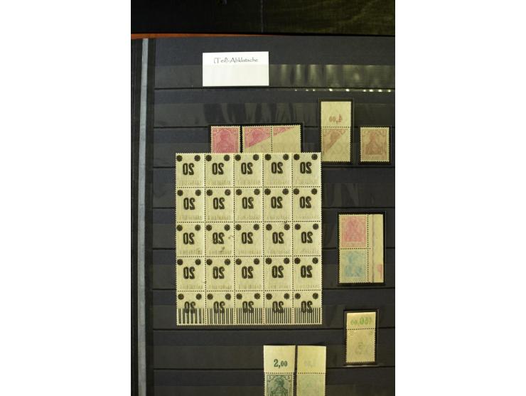 1905/1918, umfangreiche Spezial-Sammlung "Germania Friedens- und Kriegsdrucke" der Wertstufen 2-80 Pfg. inkl. der Aufdruckaus