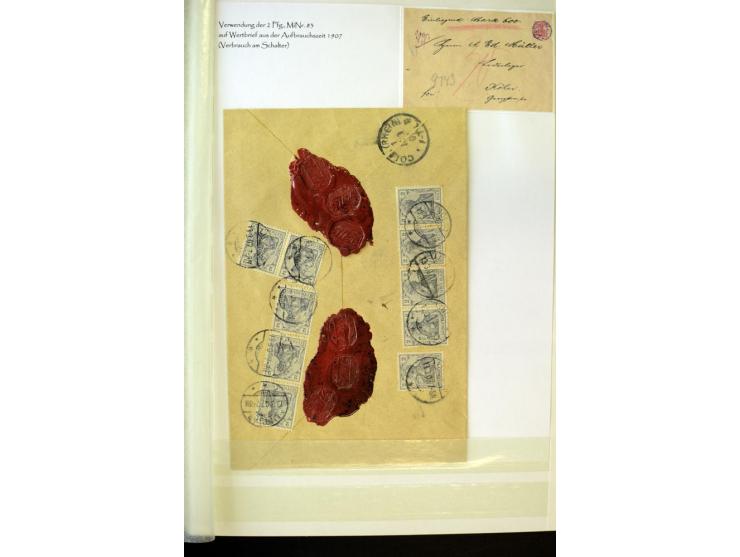 1905/1918, umfangreiche Spezial-Sammlung "Germania Friedens- und Kriegsdrucke" der Wertstufen 2-80 Pfg. inkl. der Aufdruckaus
