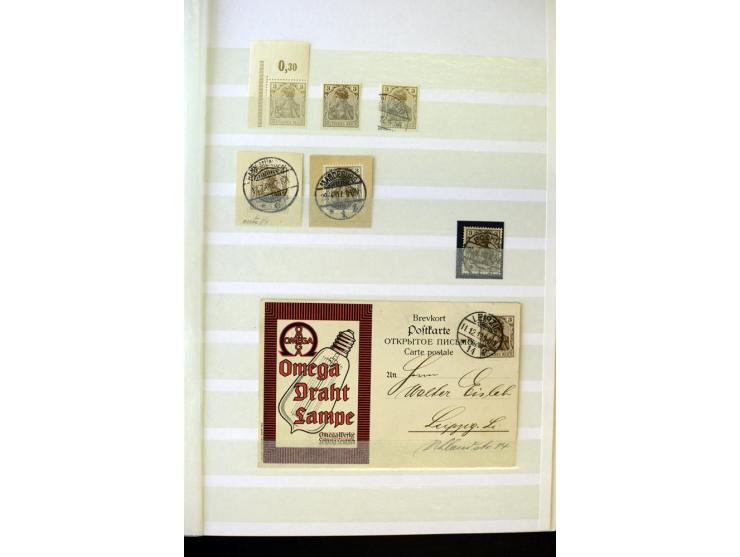 1905/1918, umfangreiche Spezial-Sammlung "Germania Friedens- und Kriegsdrucke" der Wertstufen 2-80 Pfg. inkl. der Aufdruckaus