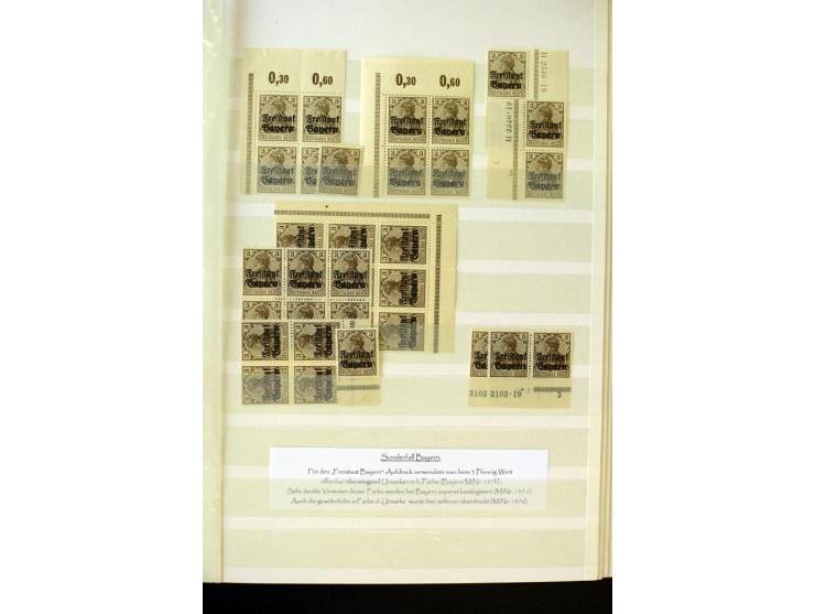1905/1918, umfangreiche Spezial-Sammlung "Germania Friedens- und Kriegsdrucke" der Wertstufen 2-80 Pfg. inkl. der Aufdruckaus
