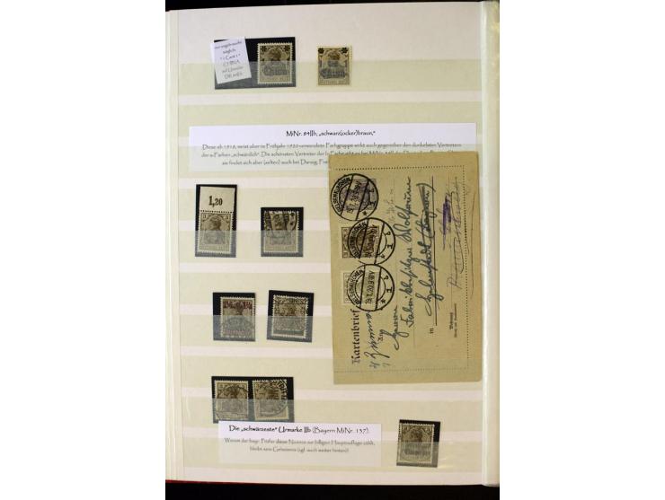 1905/1918, umfangreiche Spezial-Sammlung "Germania Friedens- und Kriegsdrucke" der Wertstufen 2-80 Pfg. inkl. der Aufdruckaus