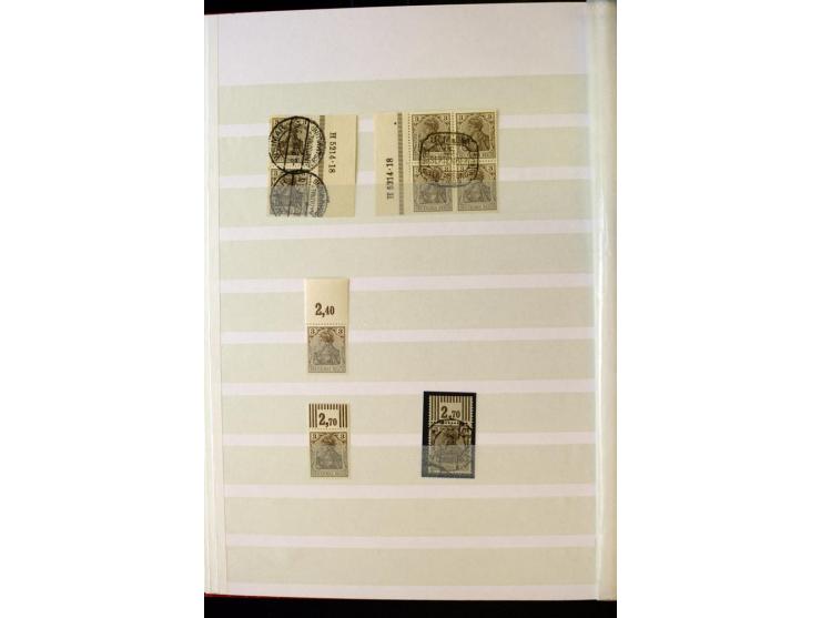 1905/1918, umfangreiche Spezial-Sammlung "Germania Friedens- und Kriegsdrucke" der Wertstufen 2-80 Pfg. inkl. der Aufdruckaus