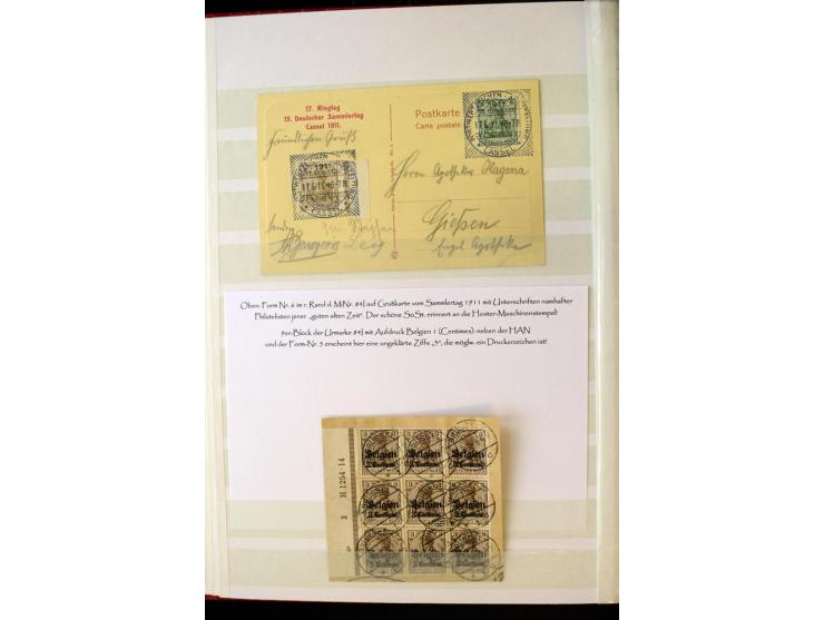 1905/1918, umfangreiche Spezial-Sammlung "Germania Friedens- und Kriegsdrucke" der Wertstufen 2-80 Pfg. inkl. der Aufdruckaus