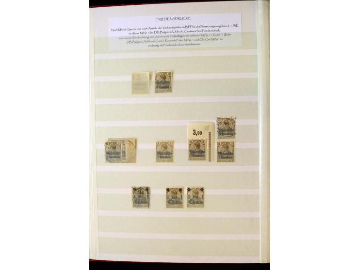 1905/1918, umfangreiche Spezial-Sammlung "Germania Friedens- und Kriegsdrucke" der Wertstufen 2-80 Pfg. inkl. der Aufdruckaus