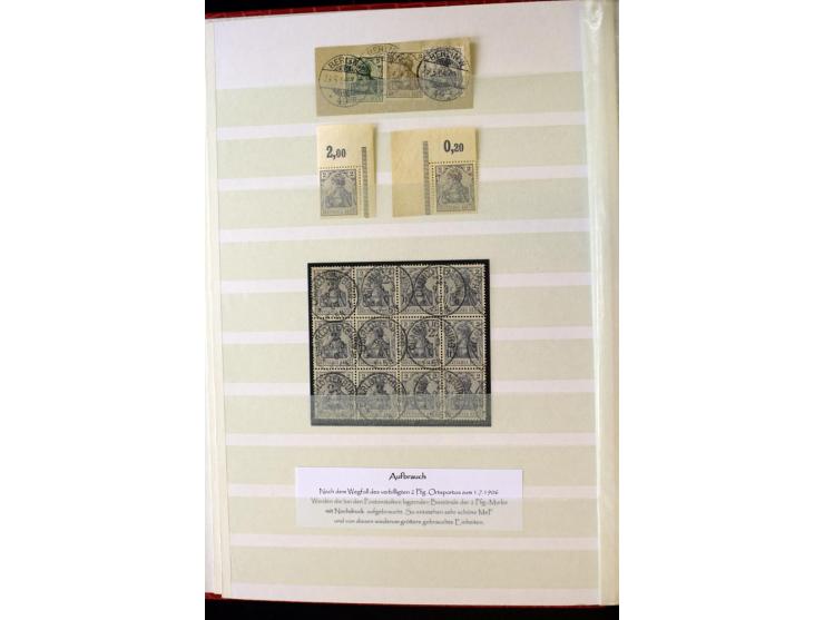 1905/1918, umfangreiche Spezial-Sammlung "Germania Friedens- und Kriegsdrucke" der Wertstufen 2-80 Pfg. inkl. der Aufdruckaus