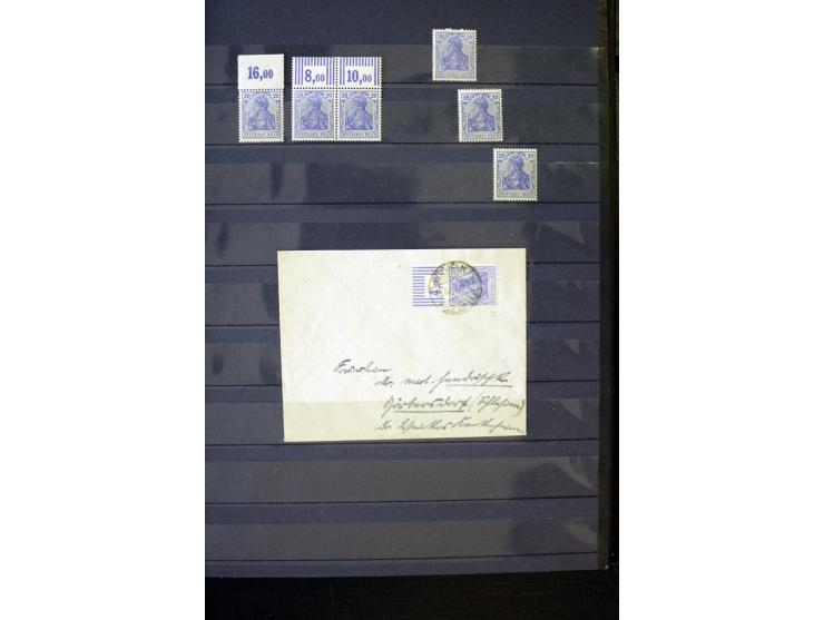 1905/1918, umfangreiche Spezial-Sammlung "Germania Friedens- und Kriegsdrucke" der Wertstufen 2-80 Pfg. inkl. der Aufdruckaus