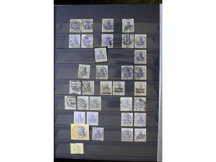1905/1918, umfangreiche Spezial-Sammlung "Germania Friedens- und Kriegsdrucke" der Wertstufen 2-80 Pfg. inkl. der Aufdruckaus